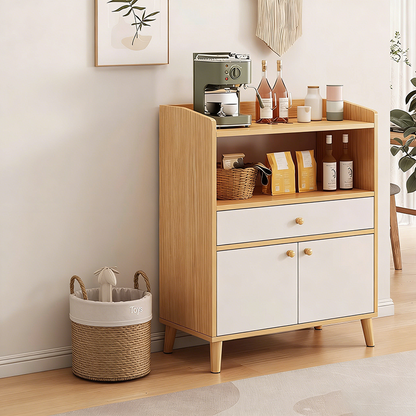 Contemporary Scandinavian Eco-Friendly Engineered Board Cylindrical Rectangular Storage Cabinet 2-Tiers For Living Room
