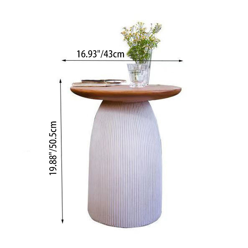Contemporary Scandinavian Magnesium Oxide Round Textured Cylindrical Coffee Table 1-Tier For Living Room