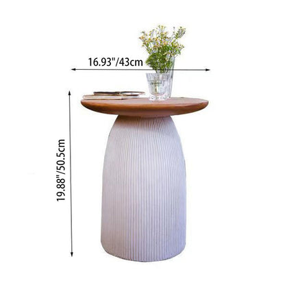 Contemporary Scandinavian Magnesium Oxide Round Textured Cylindrical Coffee Table 1-Tier For Living Room