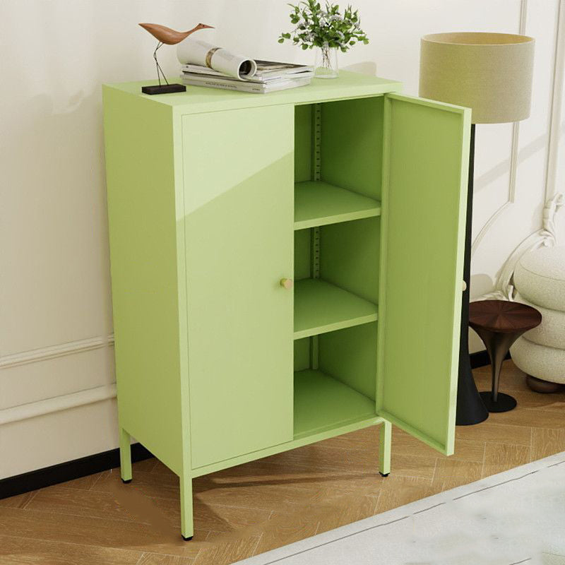 Traditional Chinese PC Sun Panel Cold Rolled Steel Arched Textured Rectangular Storage Cabinet 3-Tier For Living Room