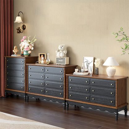 Traditional French Cherry Wood Roman Column Rectangular Storage Cabinet 5/6/8 Drawers For Living Room