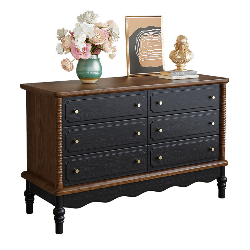 Traditional French Cherry Wood Roman Column Rectangular Storage Cabinet 5/6/8 Drawers For Living Room