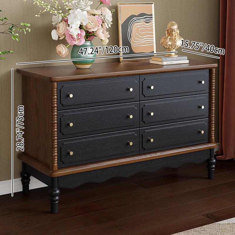 Traditional French Cherry Wood Roman Column Rectangular Storage Cabinet 5/6/8 Drawers For Living Room