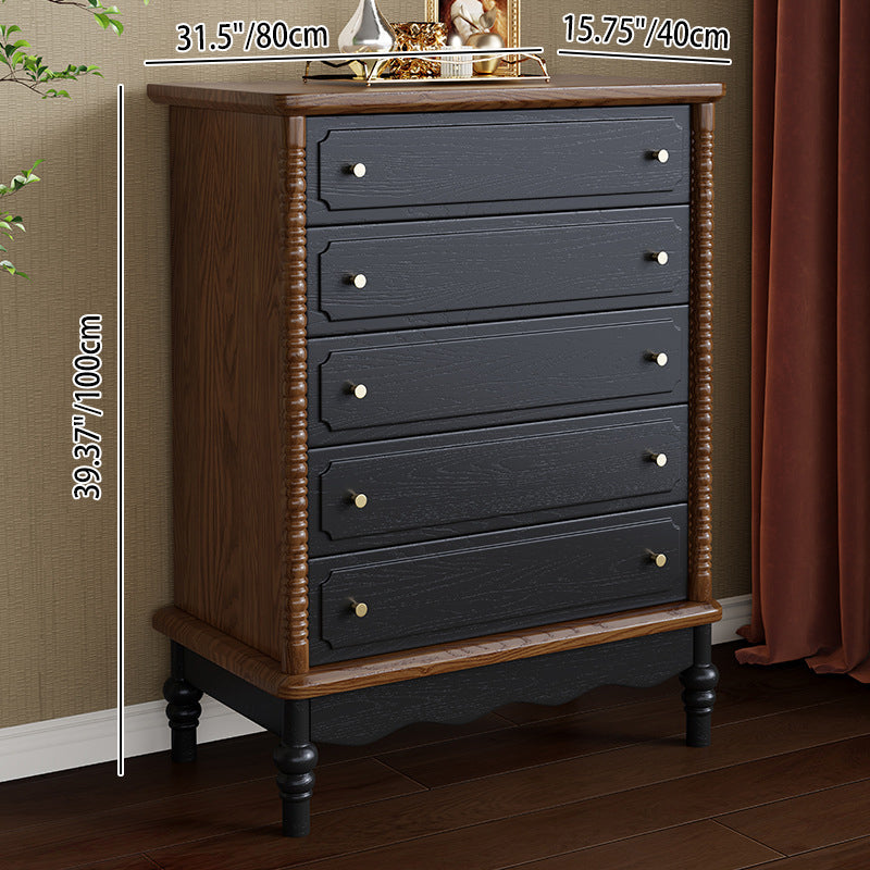 Traditional French Cherry Wood Roman Column Rectangular Storage Cabinet 5/6/8 Drawers For Living Room