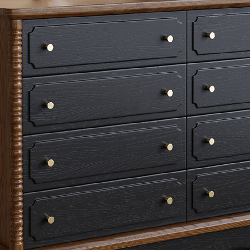Traditional French Cherry Wood Roman Column Rectangular Storage Cabinet 5/6/8 Drawers For Living Room