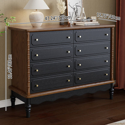 Traditional French Cherry Wood Roman Column Rectangular Storage Cabinet 5/6/8 Drawers For Living Room