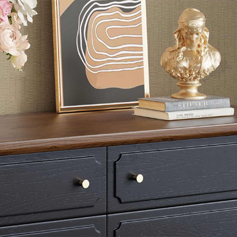 Traditional French Cherry Wood Roman Column Rectangular Storage Cabinet 5/6/8 Drawers For Living Room