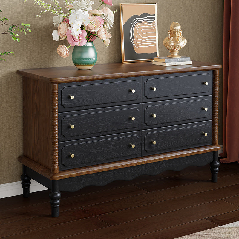 Traditional French Cherry Wood Roman Column Rectangular Storage Cabinet 5/6/8 Drawers For Living Room