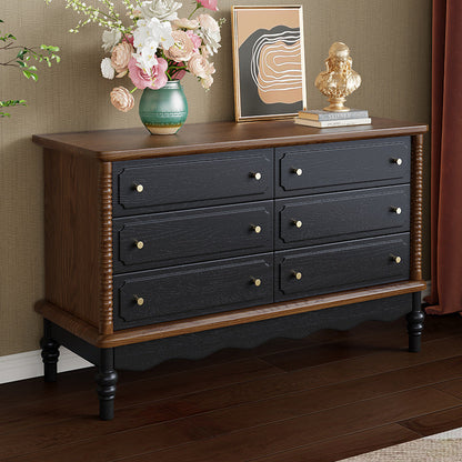 Traditional French Cherry Wood Roman Column Rectangular Storage Cabinet 5/6/8 Drawers For Living Room