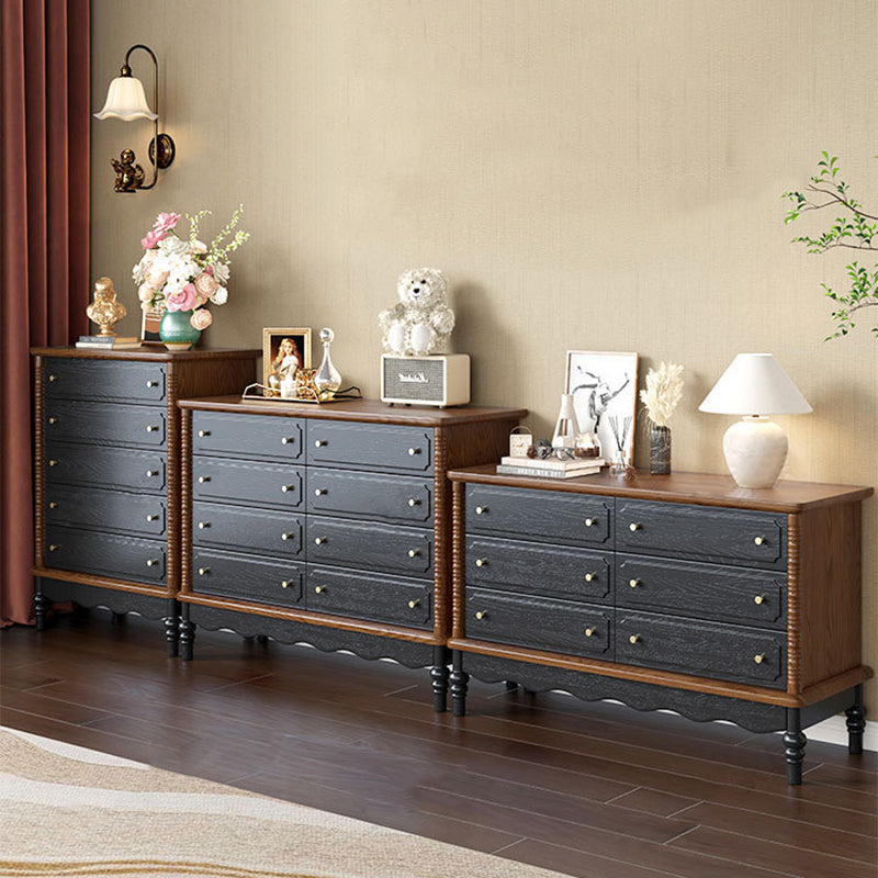 Traditional French Cherry Wood Roman Column Rectangular Storage Cabinet 5/6/8 Drawers For Living Room