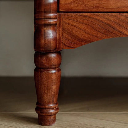 Traditional French Ash Wood Round Rectangular Storage Cabinet 4 Drawers For Living Room