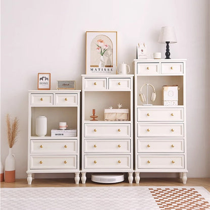 Traditional French Paulownia Wood Plywood Rectangular Storage Cabinet 4/5/6 Drawers For Living Room