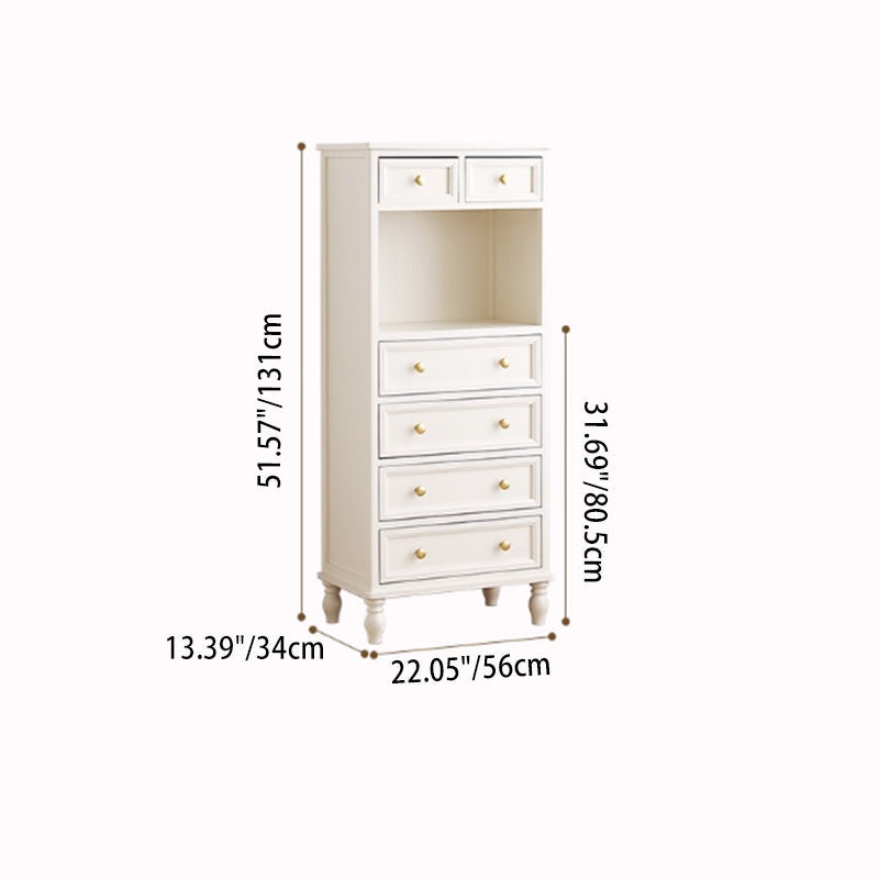 Traditional French Paulownia Wood Plywood Rectangular Storage Cabinet 4/5/6 Drawers For Living Room