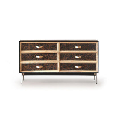 Traditional French Multi-layer Solid Wood Stainless Steel Rectangular Storage Cabinet 6-Drawer For Living Room