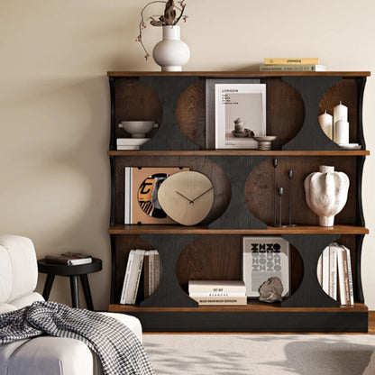 Traditional French Engineered Wood Curved Square Storage Shelf 3-Tier For Living Room