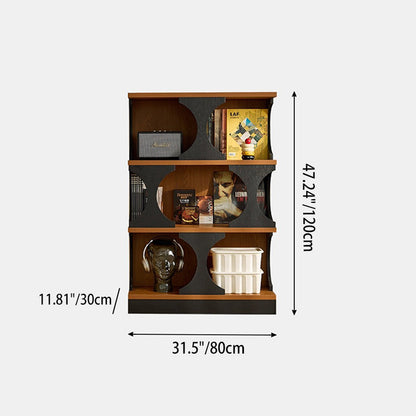 Traditional French Engineered Wood Curved Square Storage Shelf 3-Tier For Living Room