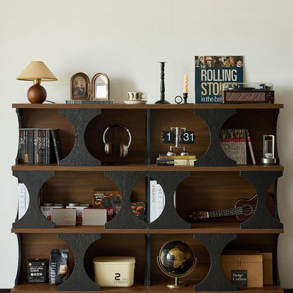 Traditional French Engineered Wood Curved Square Storage Shelf 3-Tier For Living Room