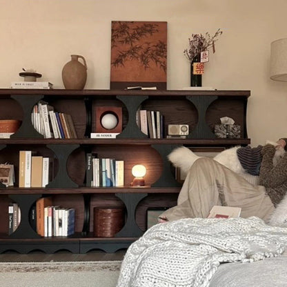 Traditional French Engineered Wood Curved Square Storage Shelf 3-Tier For Living Room