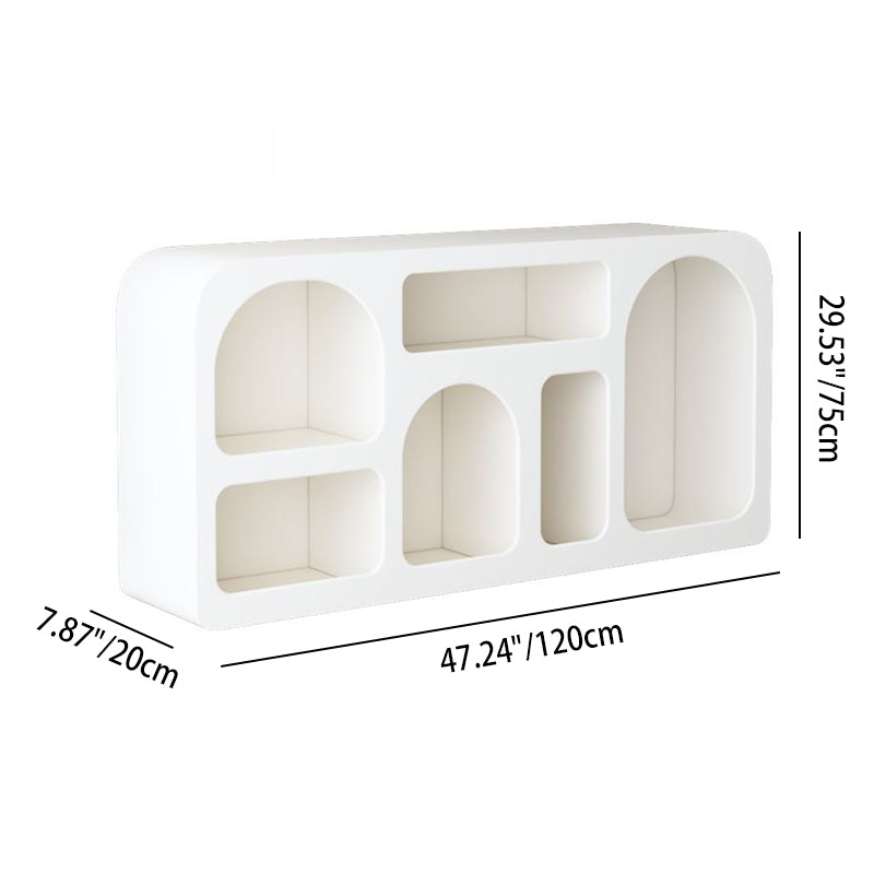 Modern Minimalist Engineered Wood Arched Rounded Rectangular Storage Cabinet 6-Cabinets For Living Room