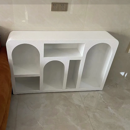 Modern Minimalist Engineered Wood Arched Rounded Rectangular Storage Cabinet 6-Cabinets For Living Room