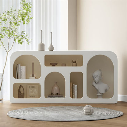 Modern Minimalist Engineered Wood Arched Rounded Rectangular Storage Cabinet 6-Cabinets For Living Room
