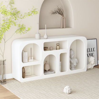 Modern Minimalist Engineered Wood Arched Rounded Rectangular Storage Cabinet 6-Cabinets For Living Room