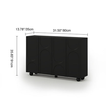 Traditional French Engineered Wood Curved Ball Accent Rectangular Shoe Storage 4-Storages For Living Room