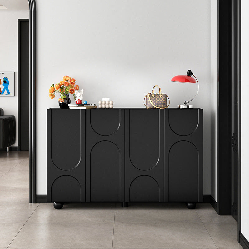 Traditional French Engineered Wood Curved Ball Accent Rectangular Shoe Storage 4-Storages For Living Room