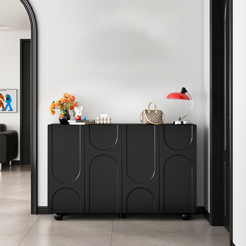 Traditional French Engineered Wood Curved Ball Accent Rectangular Shoe Storage 4-Storages For Living Room