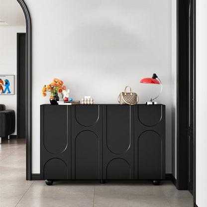 Traditional French Engineered Wood Curved Ball Accent Rectangular Shoe Storage 4-Storages For Living Room
