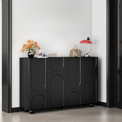 Traditional French Engineered Wood Curved Ball Accent Rectangular Shoe Storage 4-Storages For Living Room