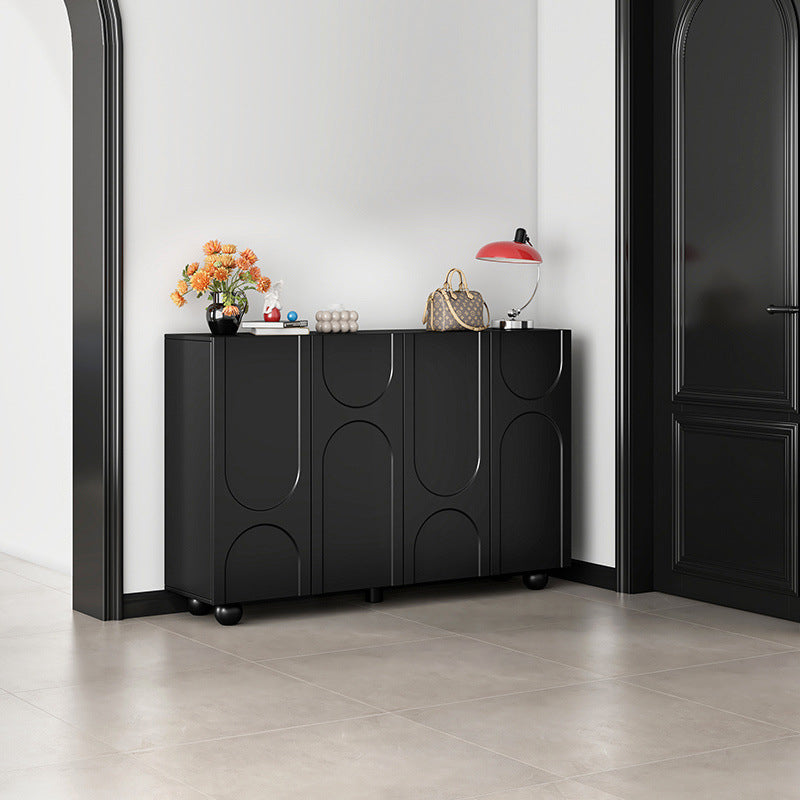 Traditional French Engineered Wood Curved Ball Accent Rectangular Shoe Storage 4-Storages For Living Room