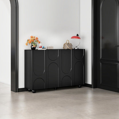 Traditional French Engineered Wood Curved Ball Accent Rectangular Shoe Storage 4-Storages For Living Room