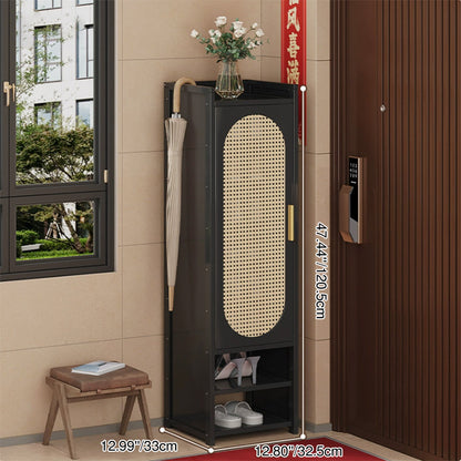 Traditional Chinese MDF Bamboo Faux Rattan Openwork Rectangular Shoe Storage 6/7/8/9-Storages For Living Room