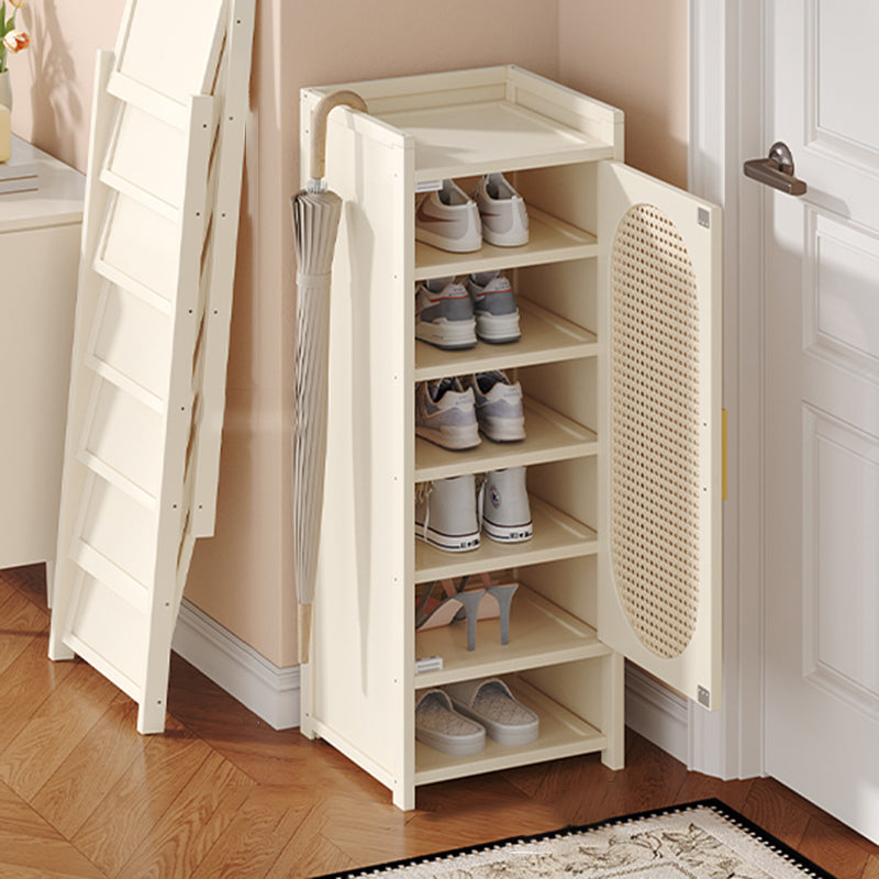 Traditional Chinese MDF Bamboo Faux Rattan Openwork Rectangular Shoe Storage 6/7/8/9-Storages For Living Room