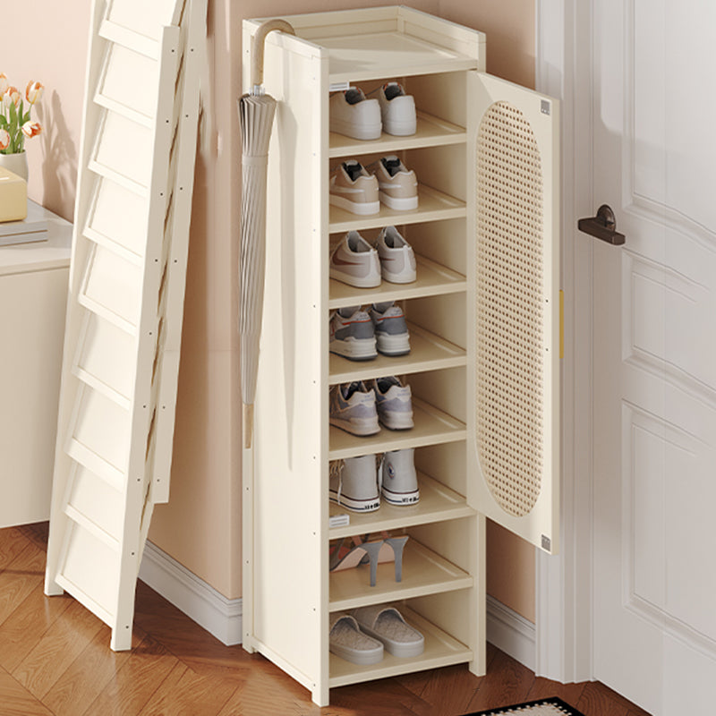 Traditional Chinese MDF Bamboo Faux Rattan Openwork Rectangular Shoe Storage 6/7/8/9-Storages For Living Room