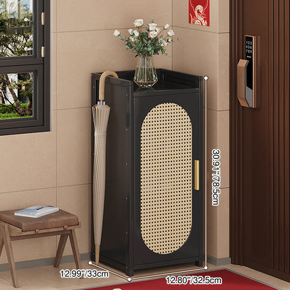 Traditional Chinese MDF Bamboo Faux Rattan Openwork Rectangular Shoe Storage 6/7/8/9-Storages For Living Room