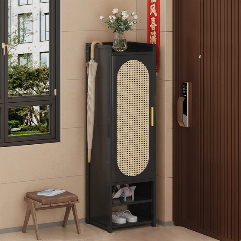 Traditional Chinese MDF Bamboo Faux Rattan Openwork Rectangular Shoe Storage 6/7/8/9-Storages For Living Room