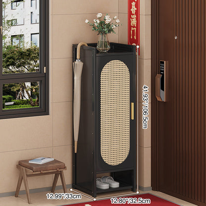 Traditional Chinese MDF Bamboo Faux Rattan Openwork Rectangular Shoe Storage 6/7/8/9-Storages For Living Room