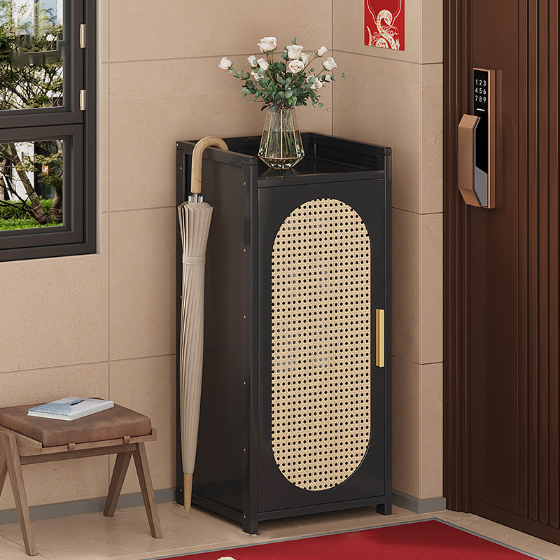 Traditional Chinese MDF Bamboo Faux Rattan Openwork Rectangular Shoe Storage 6/7/8/9-Storages For Living Room