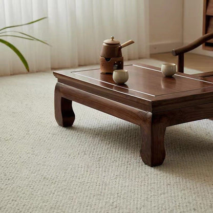 Traditional Chinese Elm Wood Rectangular Coffee Table 1-Tier For Living Room