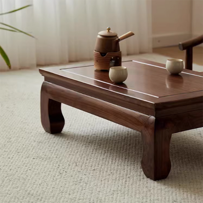 Traditional Chinese Elm Wood Rectangular Coffee Table 1-Tier For Living Room