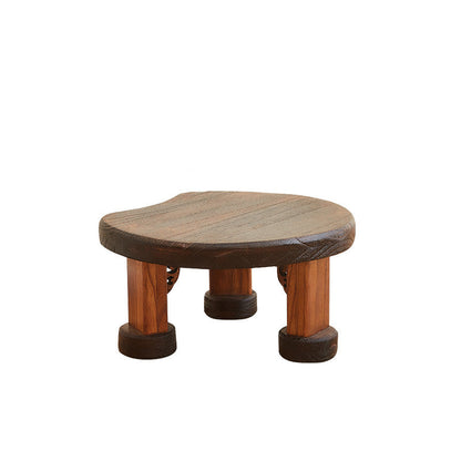 Traditional Japanese Solid Wood Half Moon Rectangular Coffee Table With 1-Tier For Living Room