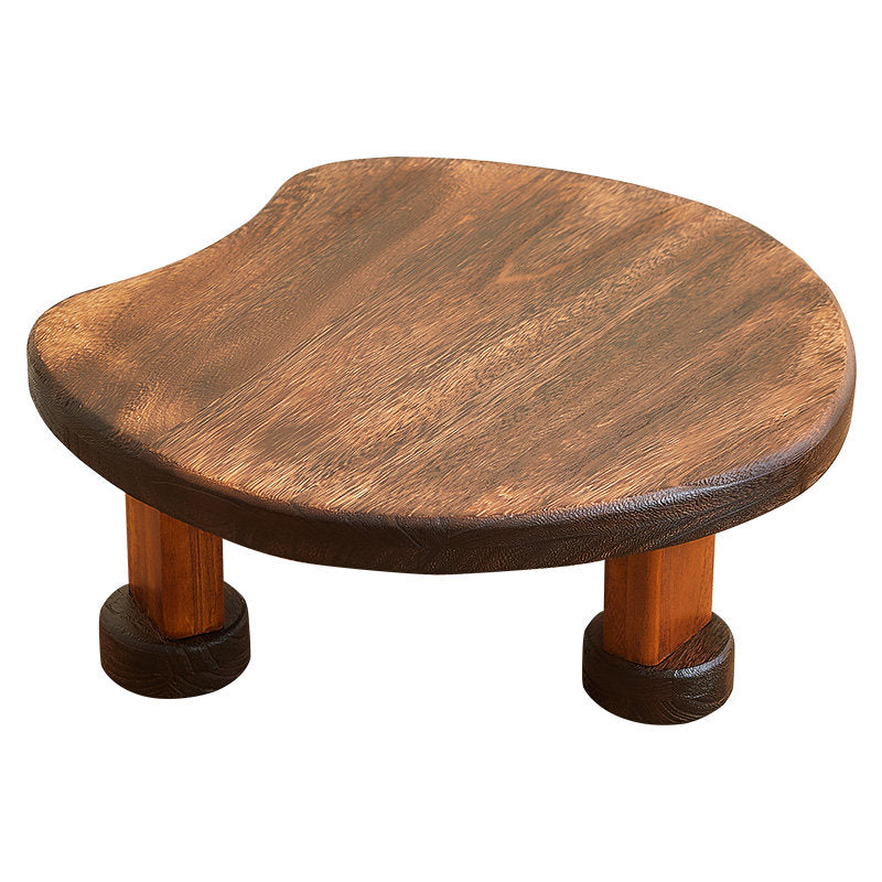 Traditional Japanese Solid Wood Half Moon Rectangular Coffee Table With 1-Tier For Living Room