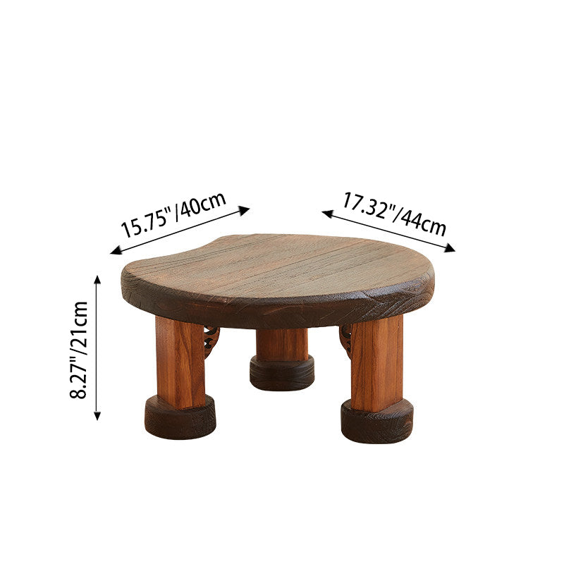 Traditional Japanese Solid Wood Half Moon Rectangular Coffee Table With 1-Tier For Living Room