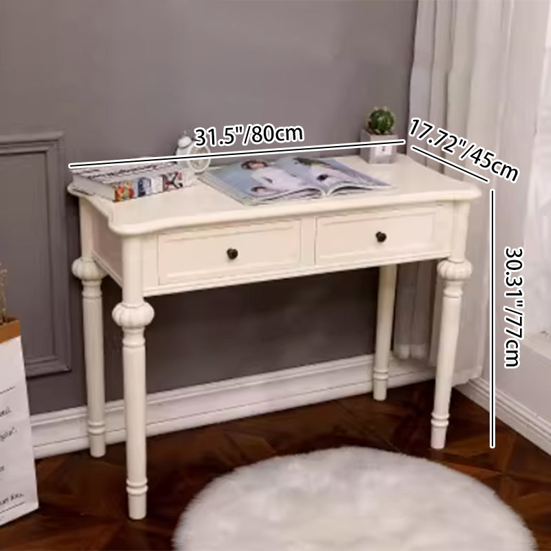 Modern Minimalist Engineered Wood Pine Rectangular Round Makeup Vanity With 2 Drawers For Bedroom