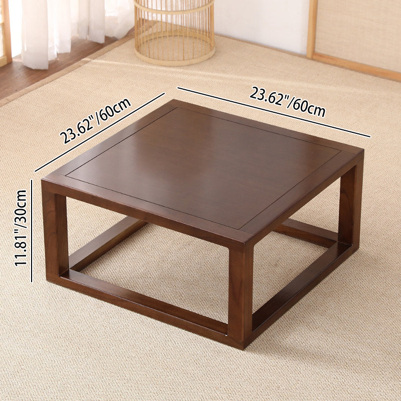 Traditional Japanese Eco-Friendly Engineered Wood Elm Wood Square Coffee Table 1-Tier For Living Room