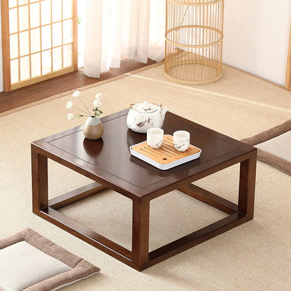 Traditional Japanese Eco-Friendly Engineered Wood Elm Wood Square Coffee Table 1-Tier For Living Room