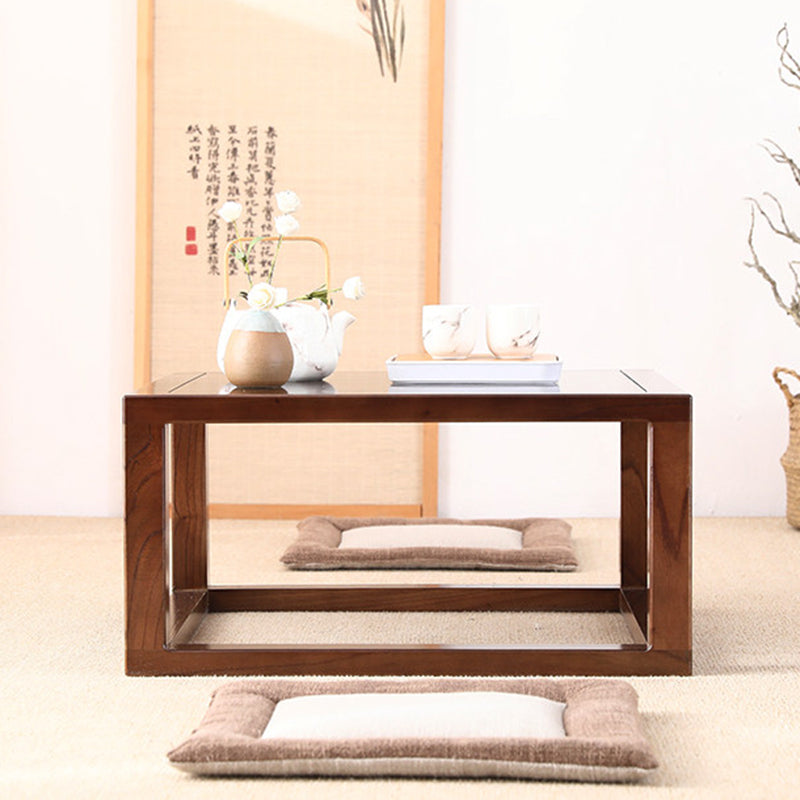 Traditional Japanese Eco-Friendly Engineered Wood Elm Wood Square Coffee Table 1-Tier For Living Room