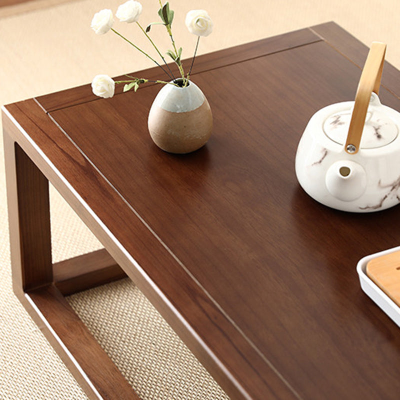 Traditional Japanese Eco-Friendly Engineered Wood Elm Wood Square Coffee Table 1-Tier For Living Room